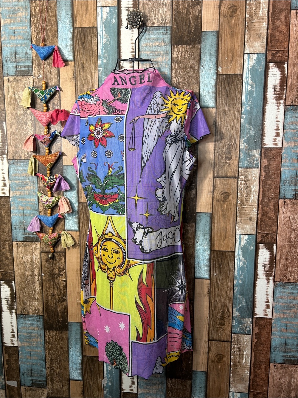 Astrology Graphic Patchwork Midi Dress - Purple Multi